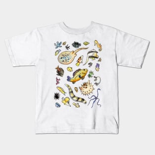 Saltwater fish friends in watercolor Kids T-Shirt